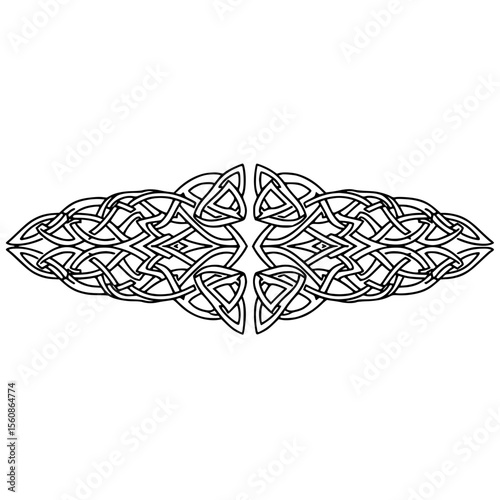 celtic ornament - black and white minimalistic line art design with intricate patterns  