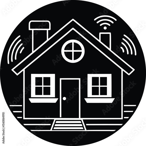 Smart home icon silhouette on a white background