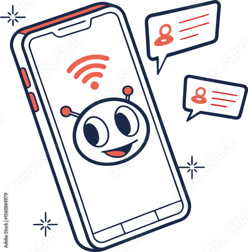 AI Chatbot on Smartphone Screen vector