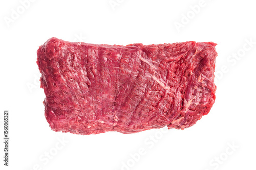 фотографія Raw flank steak, beef meat ready for BBQ isolated on white background