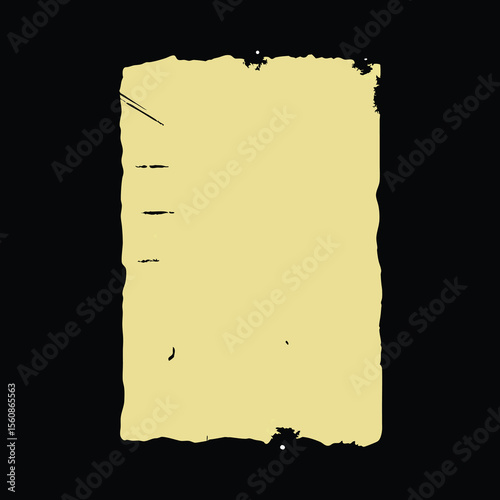 Abstract beige paper texture with textured edges on a transparent background