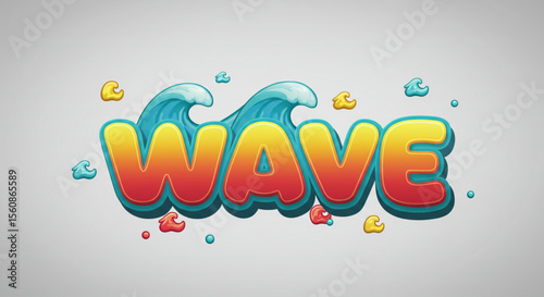 Vibrant Ocean Wave Text Effect  Summery Design Element