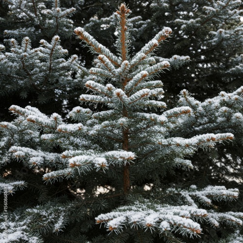 Snow Covered Pine Tree Branches Winter Wonderland
