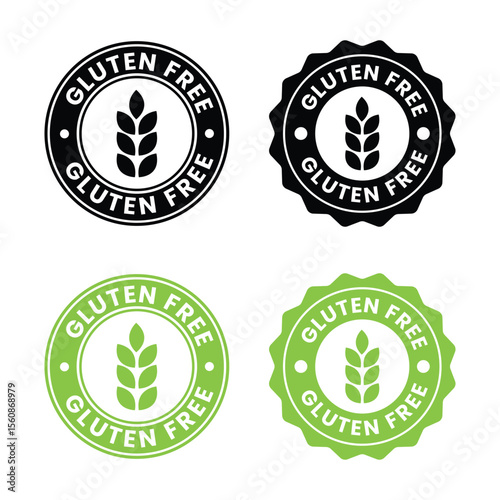 Best gluten free label or gluten free stamp vector isolated in flat style. Gluten free label vector for product packaging design element. Simple gluten free stamp for packaging design element.