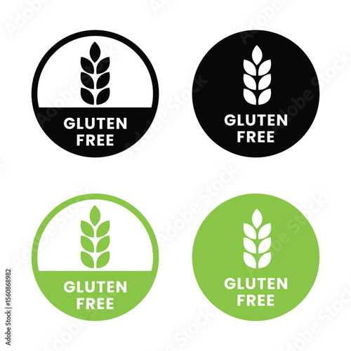 Best gluten free label or gluten free stamp vector isolated in flat style. Gluten free label vector for product packaging design element. Simple gluten free stamp for packaging design element.
