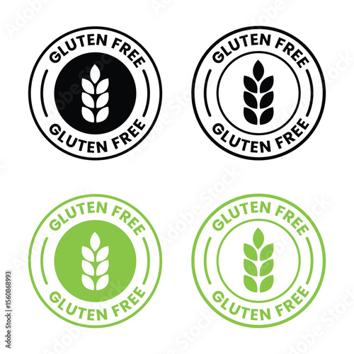 Best gluten free label or gluten free stamp vector isolated in flat style. Gluten free label vector for product packaging design element. Simple gluten free stamp for packaging design element.