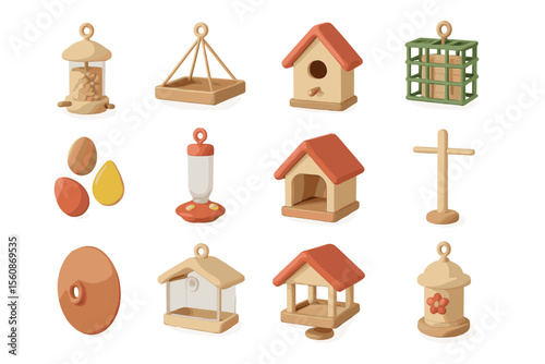 Birdhouse and feeder collection with assorted designs and colors