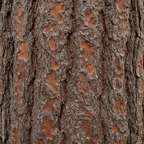 Close-Up Detailed Texture of Brown and Red Tree Bark