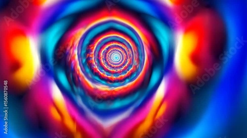 Vibrant psychedelic spiral pattern with intricate floral designs in bright color spectrum