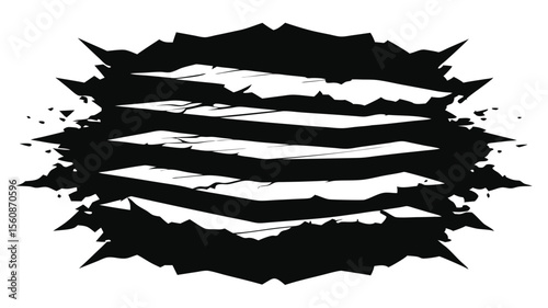 Abstract black and white graphic design element with grunge effect on white background