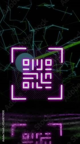Animation of qr code over network of connections
