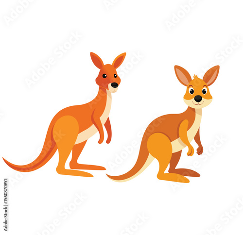 Cute Cartoon Kangaroo Illustration . Australian Wildlife