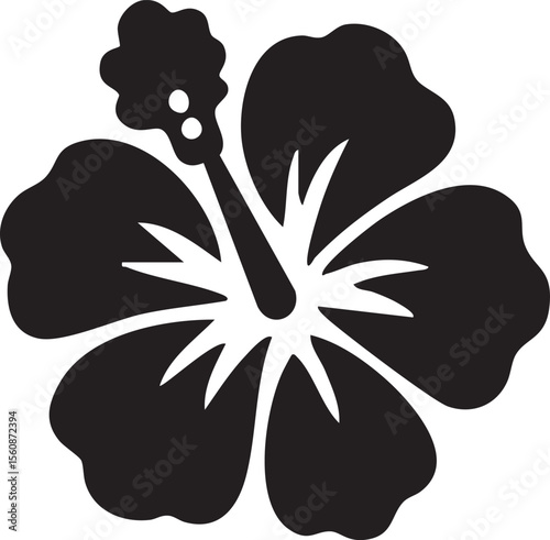 Elegant Black Hibiscus Flower Silhouette A Tropical Icon for Design and Decoration with a Simple Clean and Modern Aesthetic