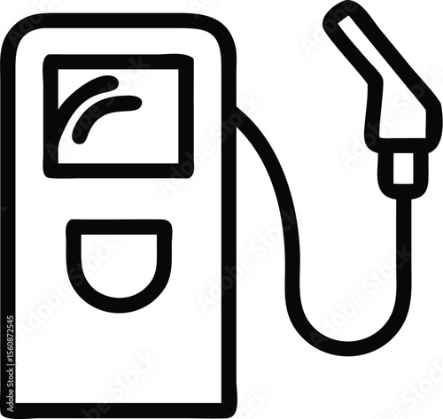 Front view line icon of a fuel pump station isolated on transparent background