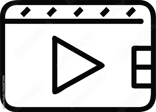 Simple play button video icon isolated on transparent background