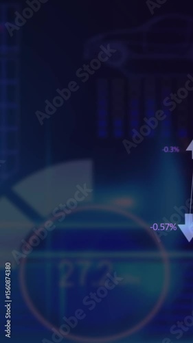 Animation of globe of arrow icons with increasing numbers over interface with data processing