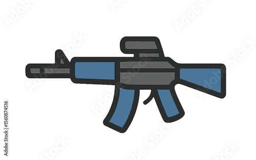 Cartoon assault rifle icon on white background
Vector image weapon