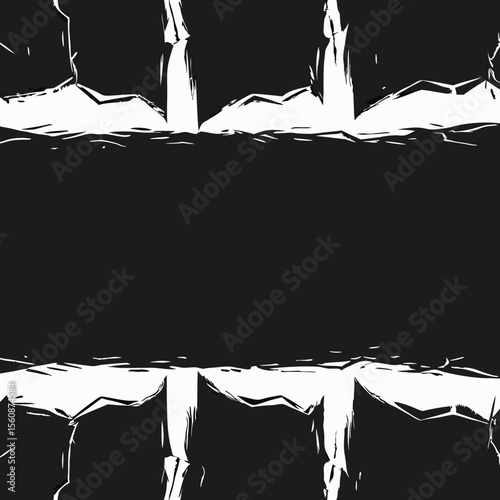 Abstract black and white illustration of cracked stone texture background