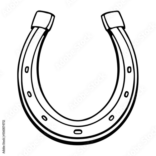 Illustrated horseshoe design with clean lines and simple shapes  