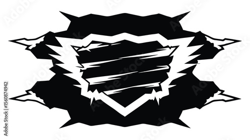 Abstract black and white illustration with spiky edges suitable for graphic designs