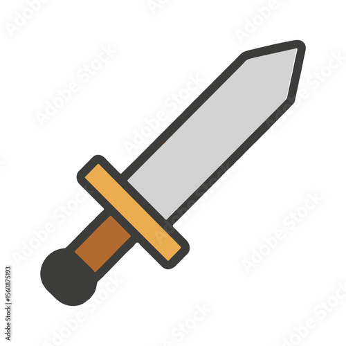 Cartoon sword icon on white background
Vector image weapon