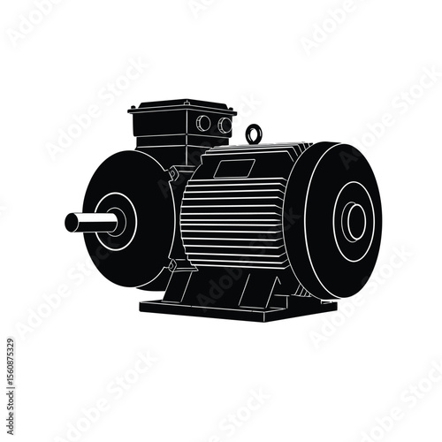 High-Performance Electric Motor Industrial Strength AC Motor Illustration