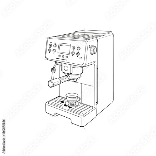 Espresso Machine A Detailed Line Drawing Illustration