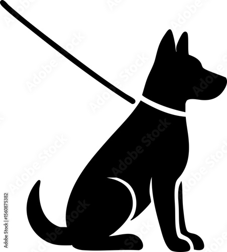 Dog on Leash Silhouette – Pet Walking Icon for Animal Care