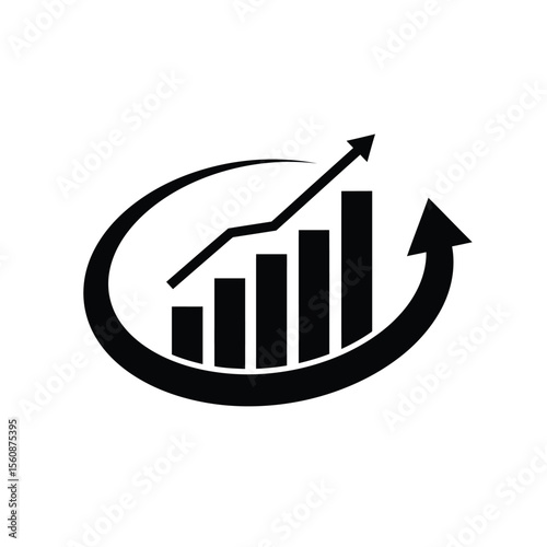 Upward Trending Bar Graph Growth, Progress, and Success Icon