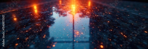 Wallpaper Mural Abstract Geometric Light Reflections on Polished Dark Surface Vibrant Minimalist Design Torontodigital.ca