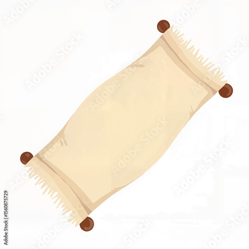 Elegant beige linen runner illustration on white background, decor concept