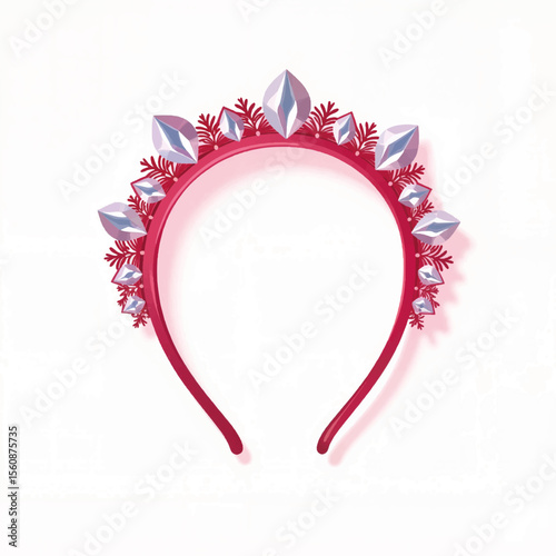 Elegant jeweled headband illustration on white background, fashion concept
