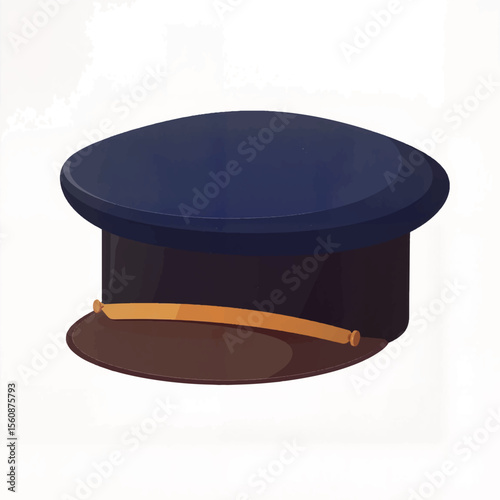 Train conductor hat illustration on white background, symbolic attire