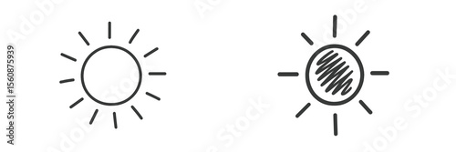 Bright sun and partially shaded sun illustration showcasing different states of sunlight exposure
