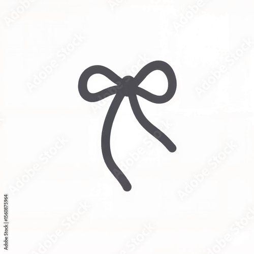 Minimal black drawstring tie illustration on white background, simplicity