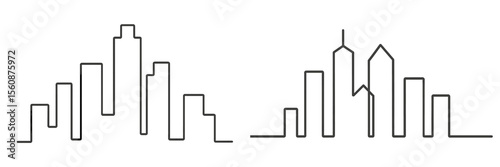 City skyline outline depicting urban architecture with a minimalist design during daytime