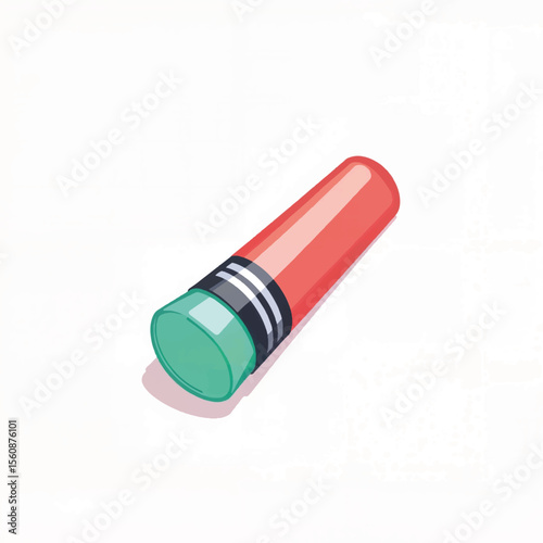 Colorful eraser illustration on white background, creative design concept
