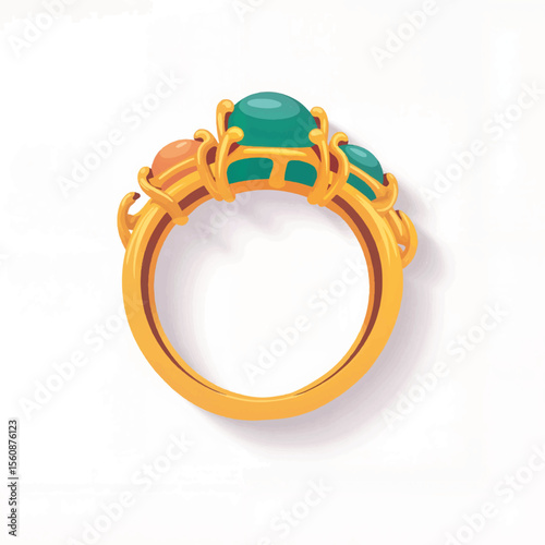 Colorful enamel ring illustration isolated on white, jewelry concept