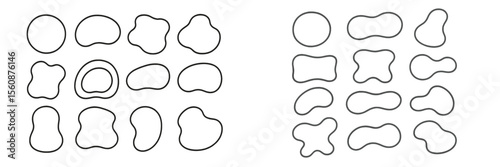 Unique abstract shapes displayed in a grid layout showcasing various forms and contours