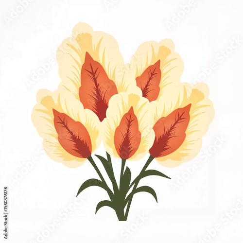 Stylish yellow and orange floral arrangement on white background, decorative concept