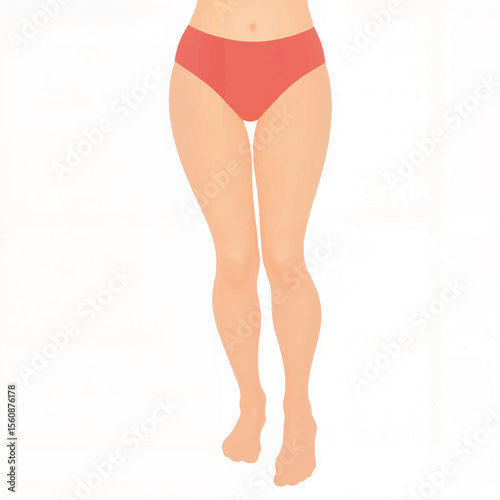 Stylish red panties illustration on white background, fashion concept