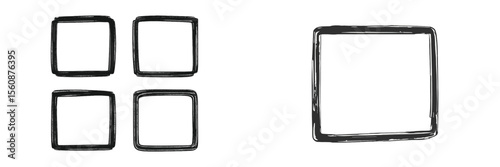 Four empty squares arranged together with one larger square nearby for artistic creation and design inspiration