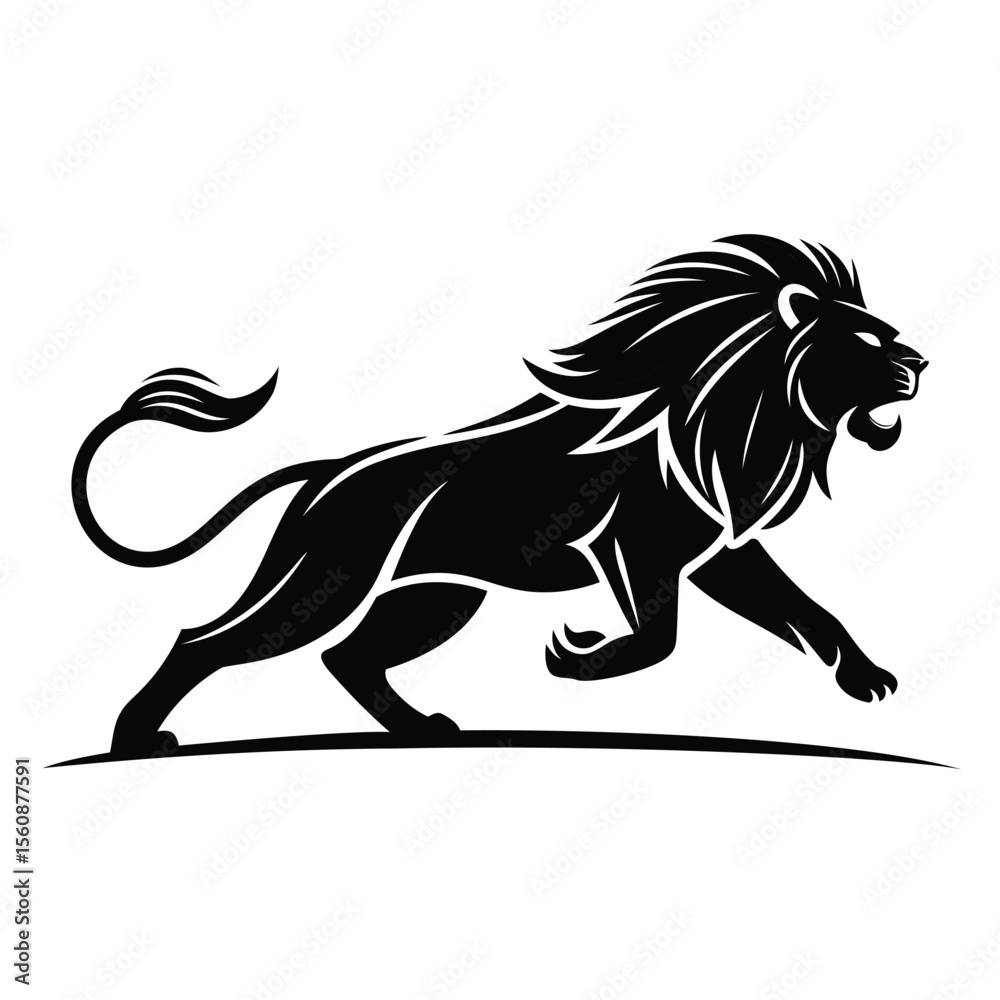 Obraz premium Dynamic Lion Jumping Artwork Vector Illustration