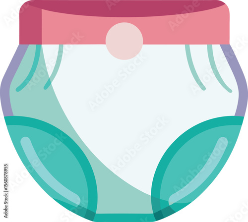 Baby diaper with soft texture isolated on transparent background