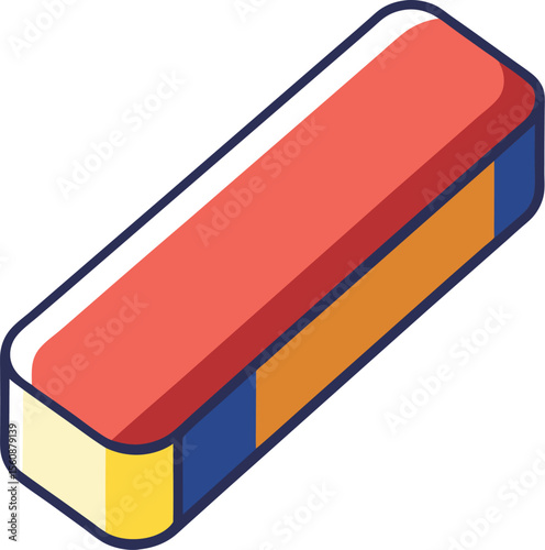 A single pink eraser with a subtle shadow isolated on transparent background