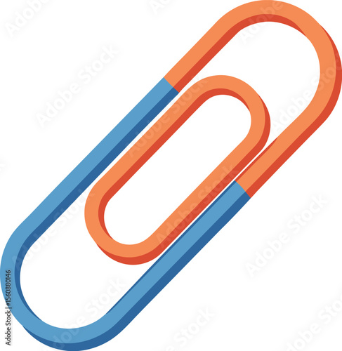 Classic metal paper clip stationery office supply isolated on transparent background