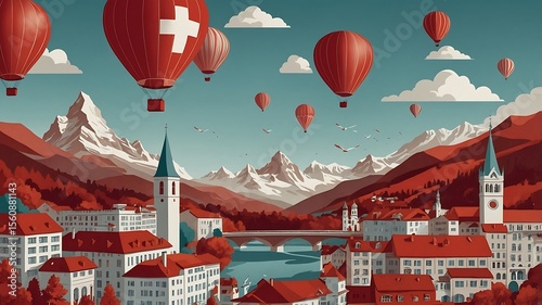 Swiss Alps Hot Air Balloon Festival A Stunning Illustration
