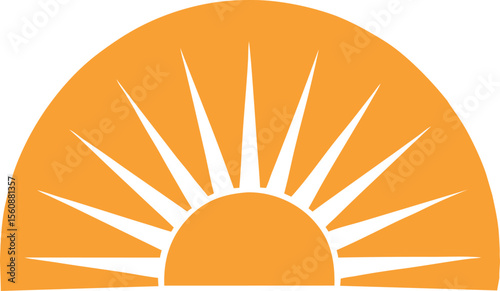 Abstract Orange Sunrise Vector with Radiant Triangular Rays for Morning or Energy Theme
