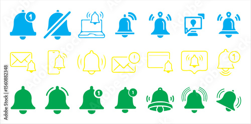 Notification icon set with glowing ring
