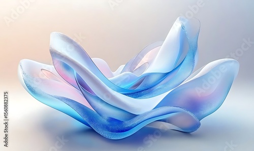 3D Abstract background on a light background, gradient glass with blue dispersion, and an Iridescent design element for banner background. Abstract colorful shape, 3d render.